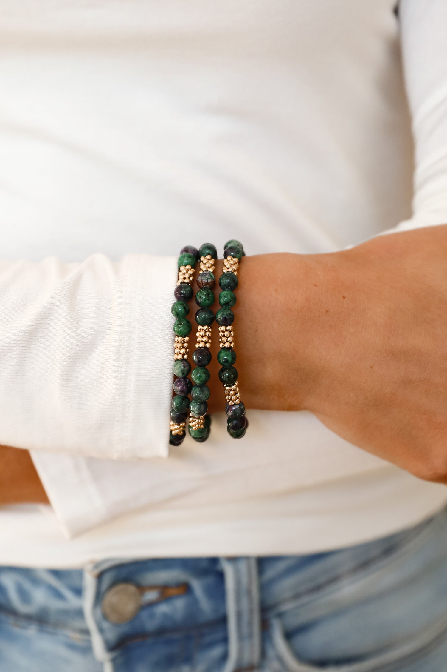 Samantha Green Beaded Bracelet Set