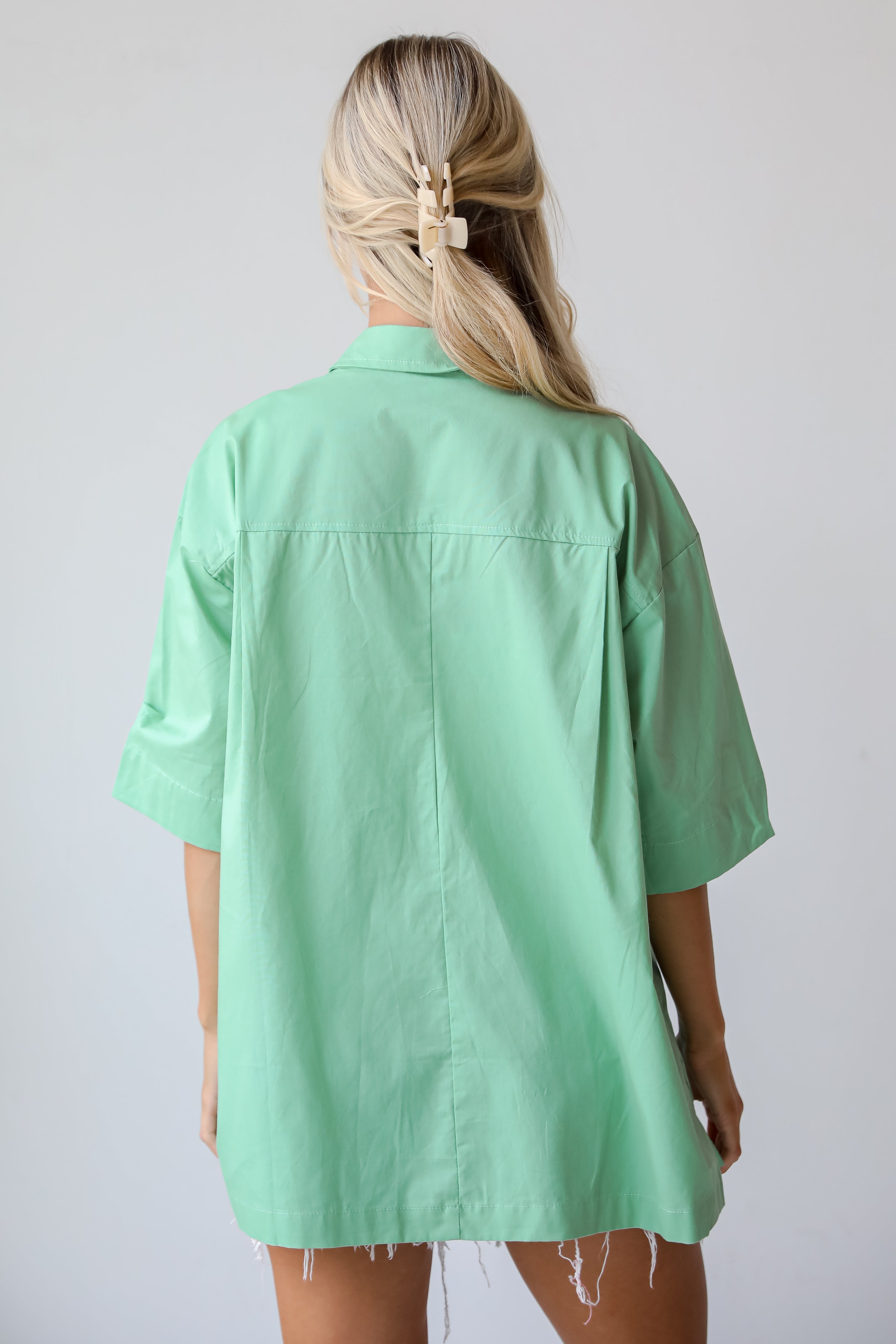 Totally Sensational Green Oversized Button-Up Blouse