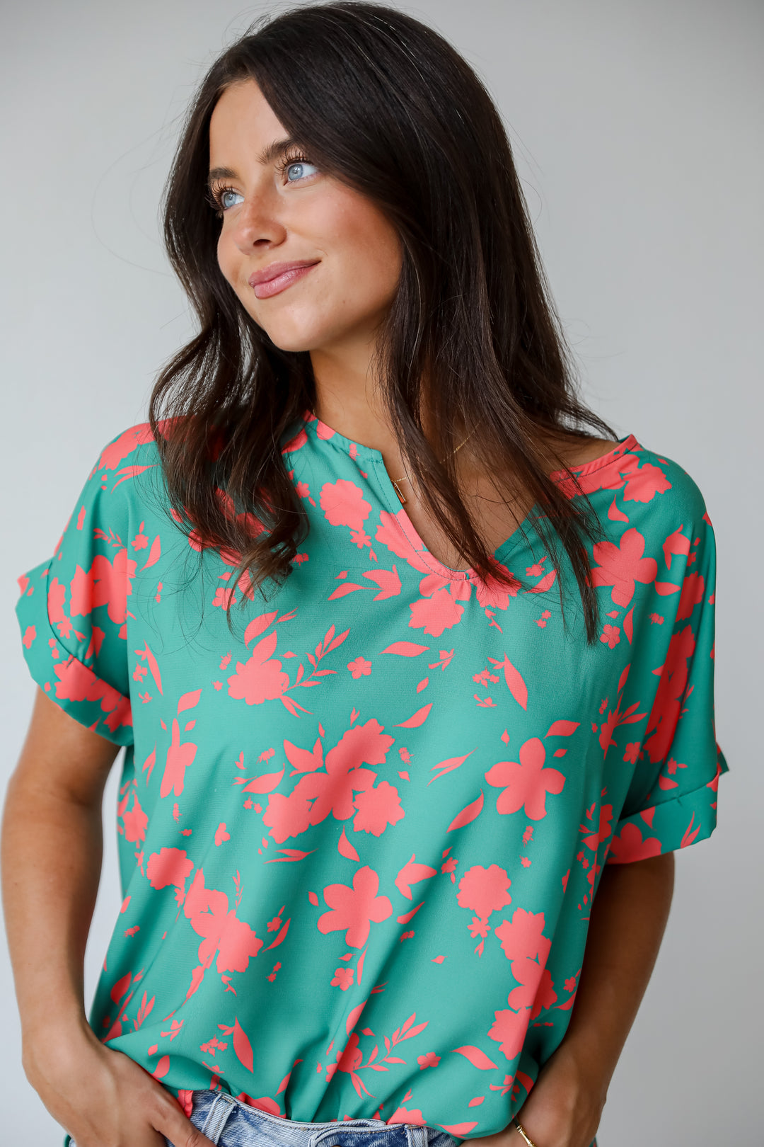 Treasured Aesthetic Green Floral Blouse