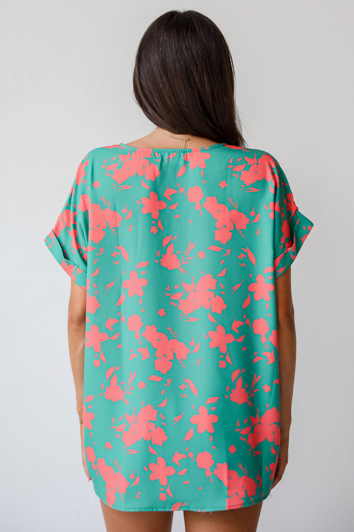Treasured Aesthetic Green Floral Blouse