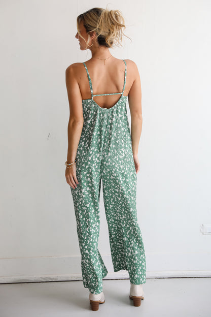 Bright Perspective Green Floral Wide Leg Jumpsuit