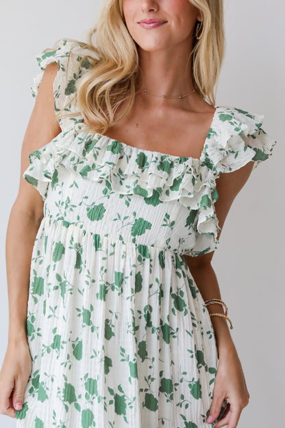 Fabulous Darling Green Floral Midi Dress