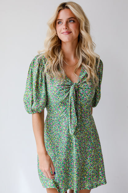 Perfect Whimsy Green Floral Mini Dress