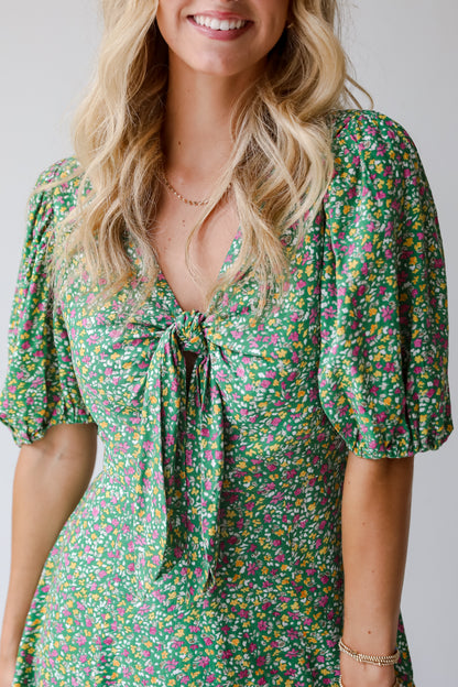 Perfect Whimsy Green Floral Mini Dress