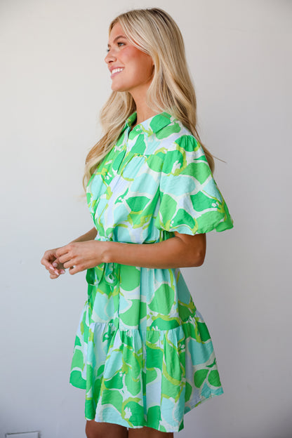 green floral dress