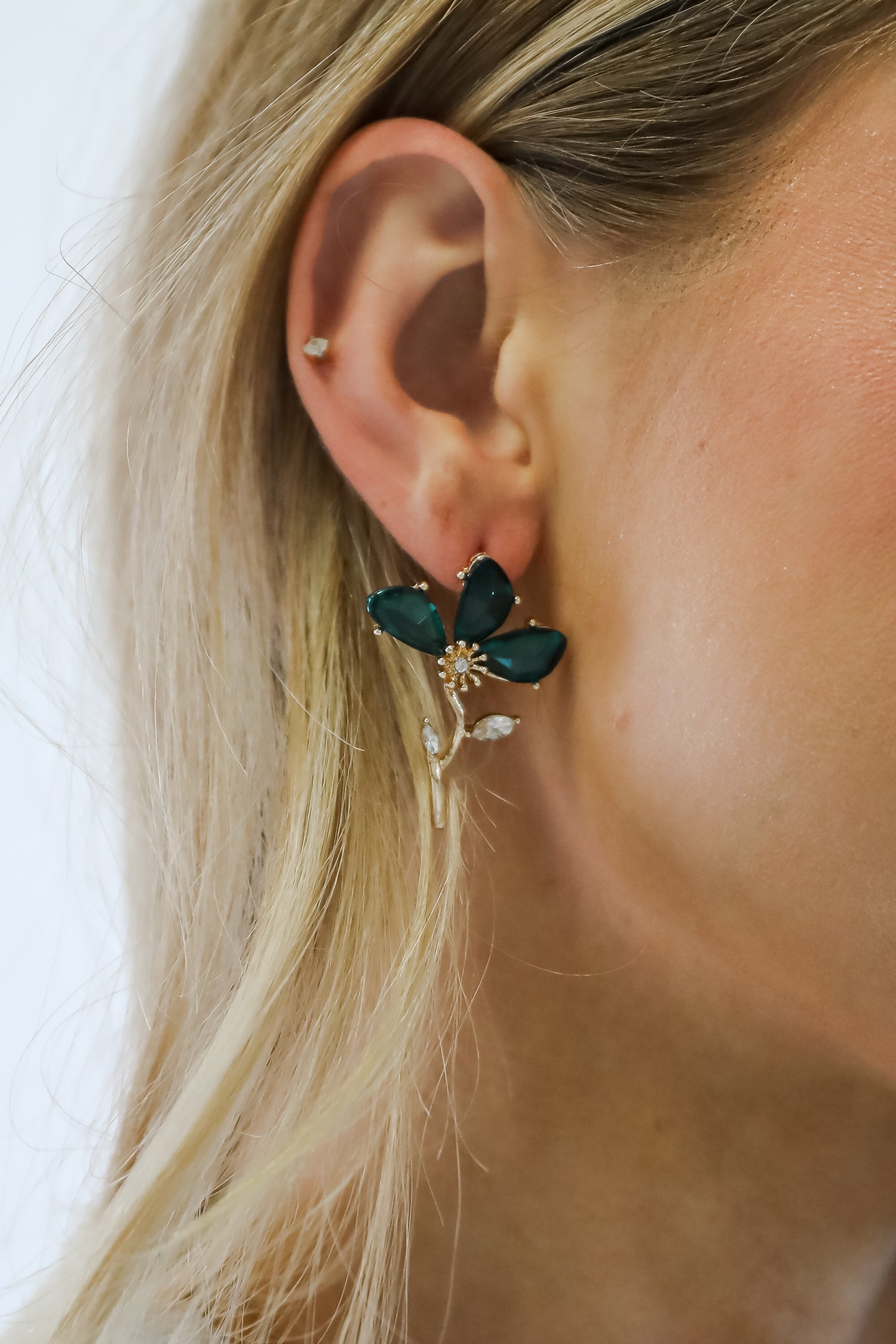 Carmen Green Gemstone Flower Earrings