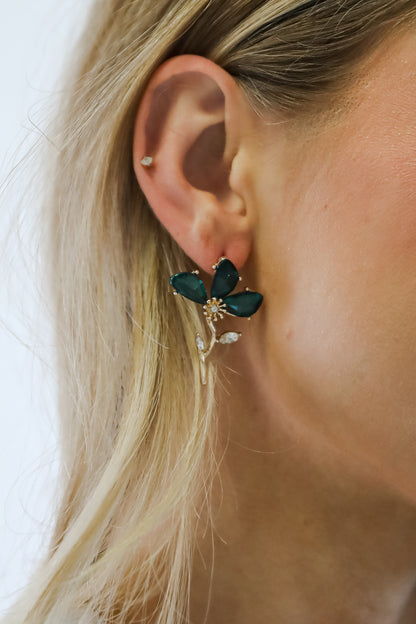 Carmen Green Gemstone Flower Earrings