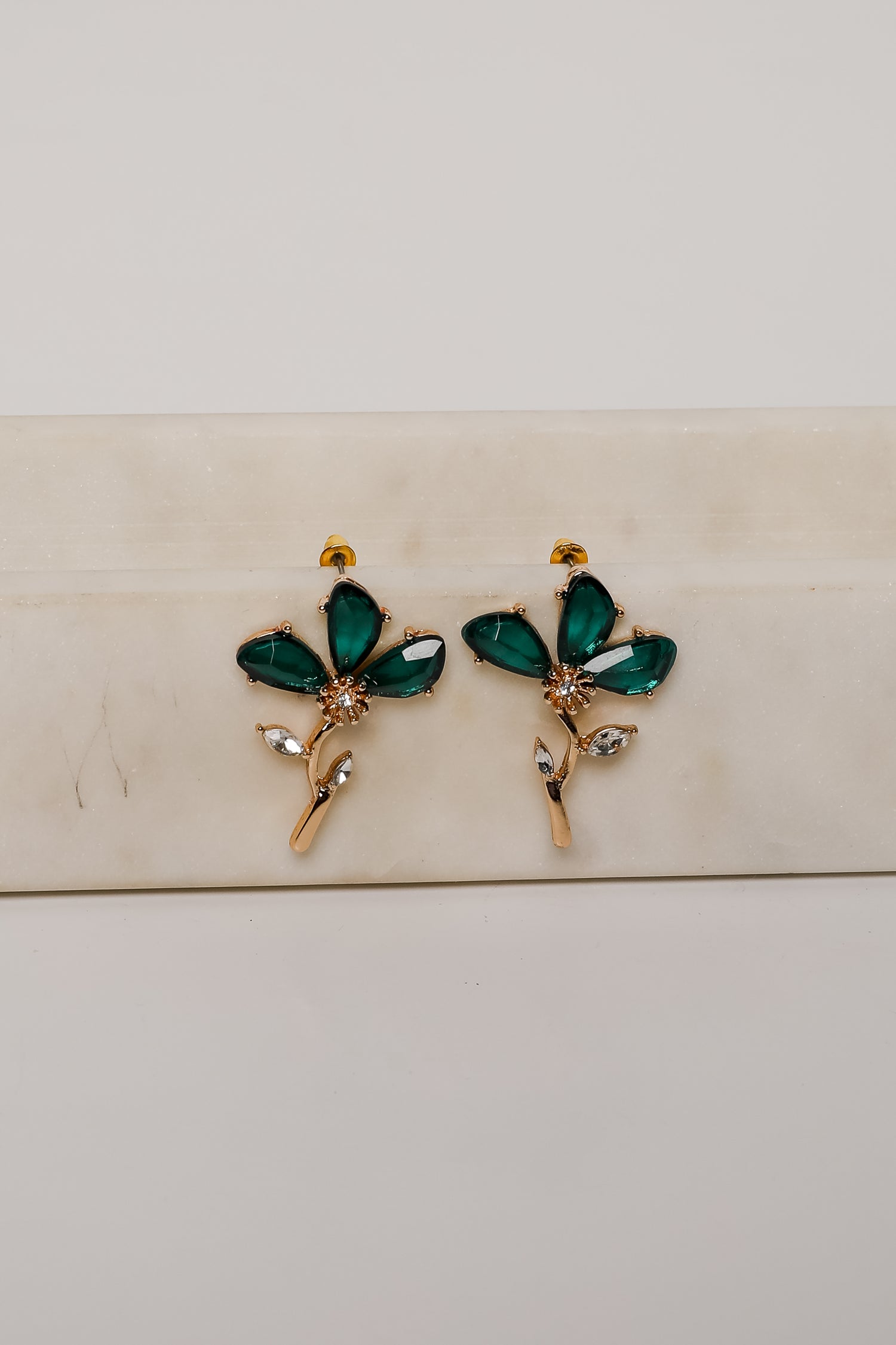 Carmen Green Gemstone Flower Earrings