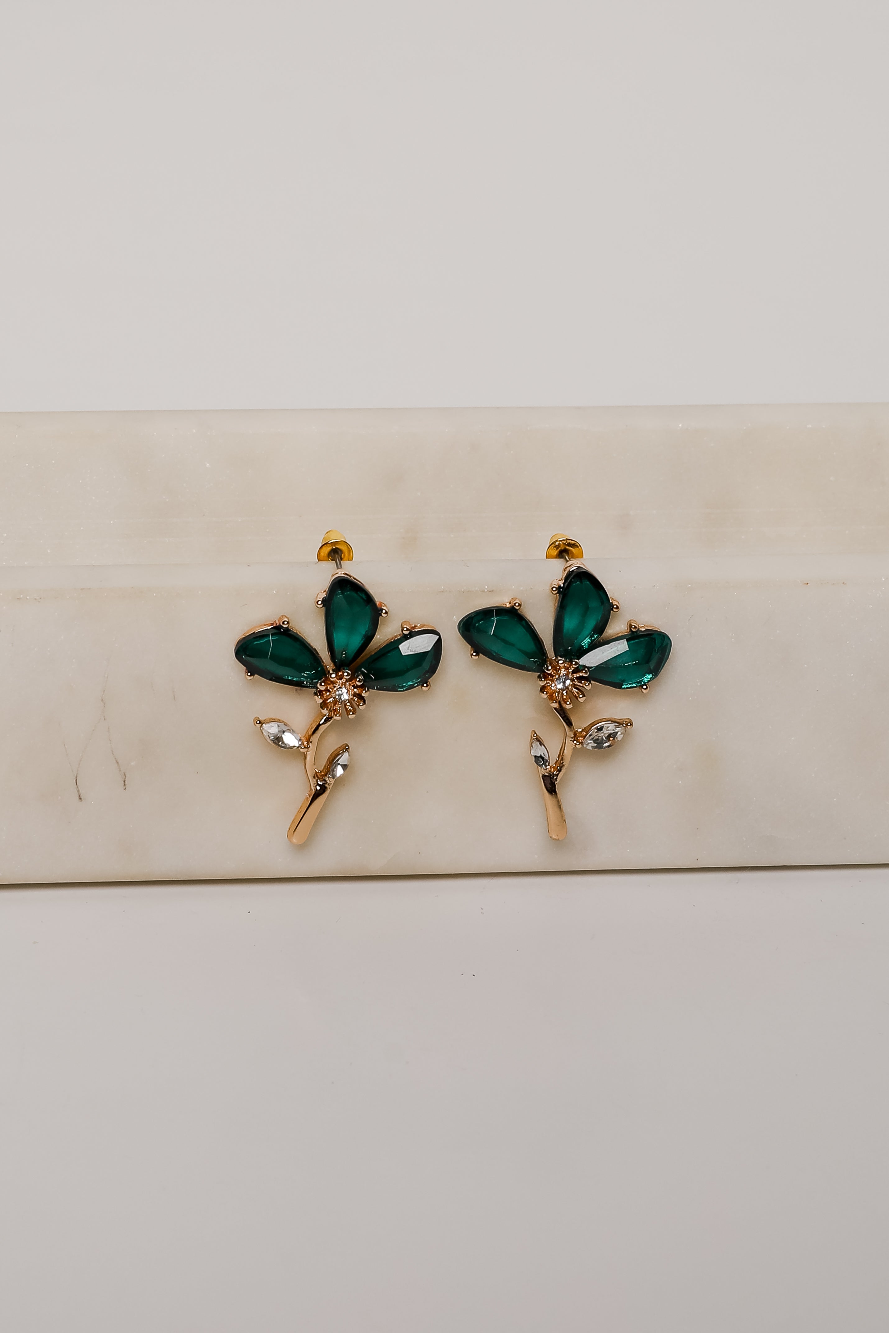 Carmen Green Gemstone Flower Earrings