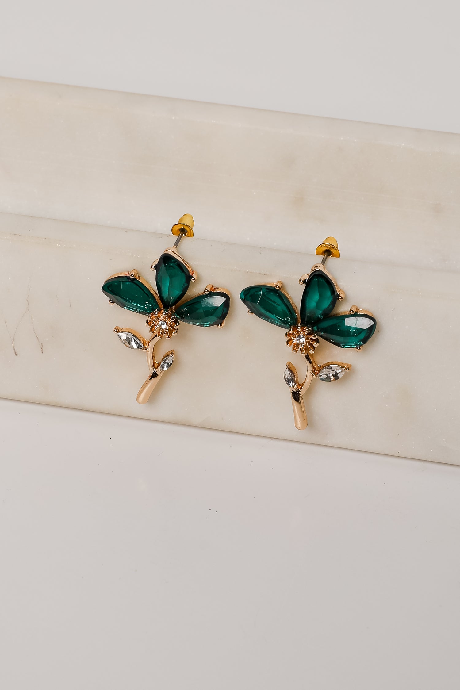 Carmen Green Gemstone Flower Earrings