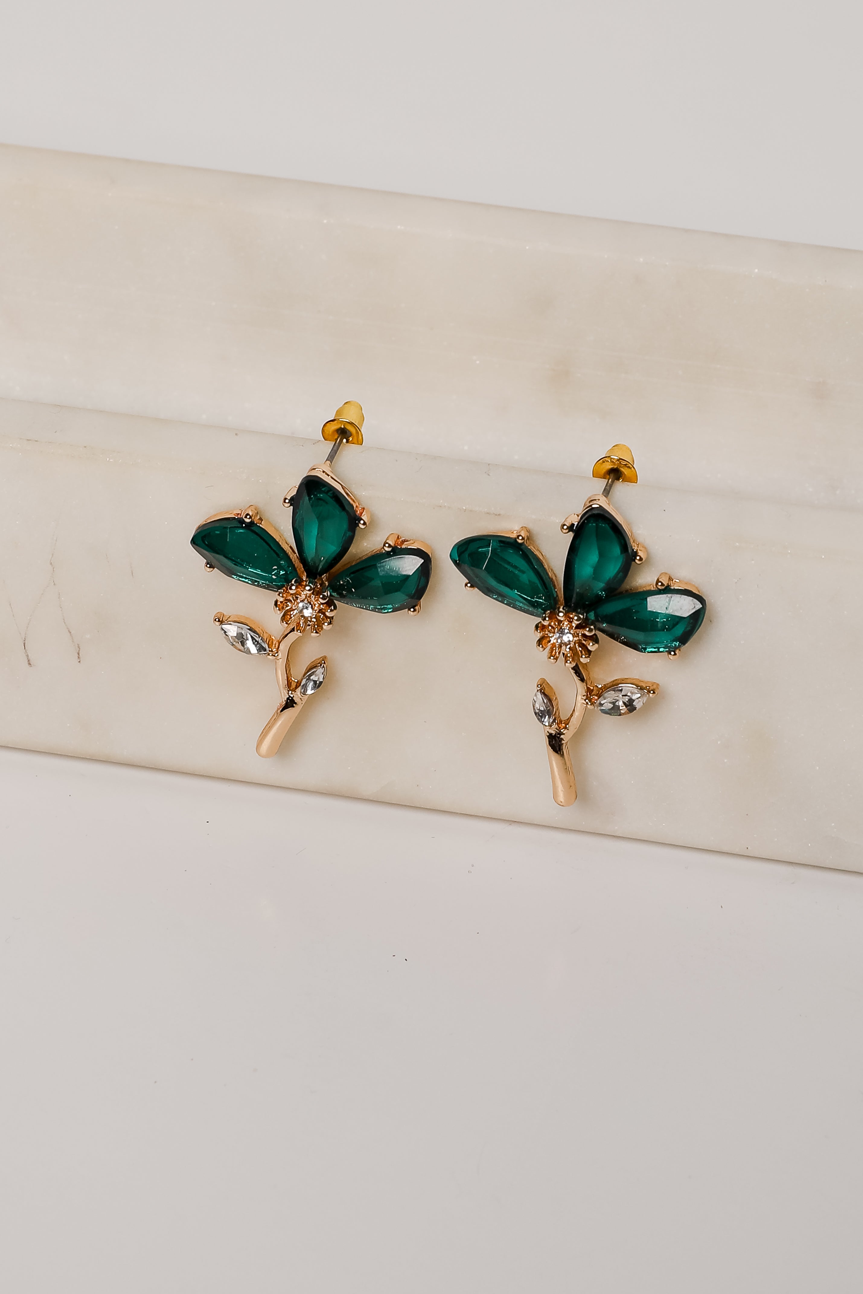 Carmen Green Gemstone Flower Earrings