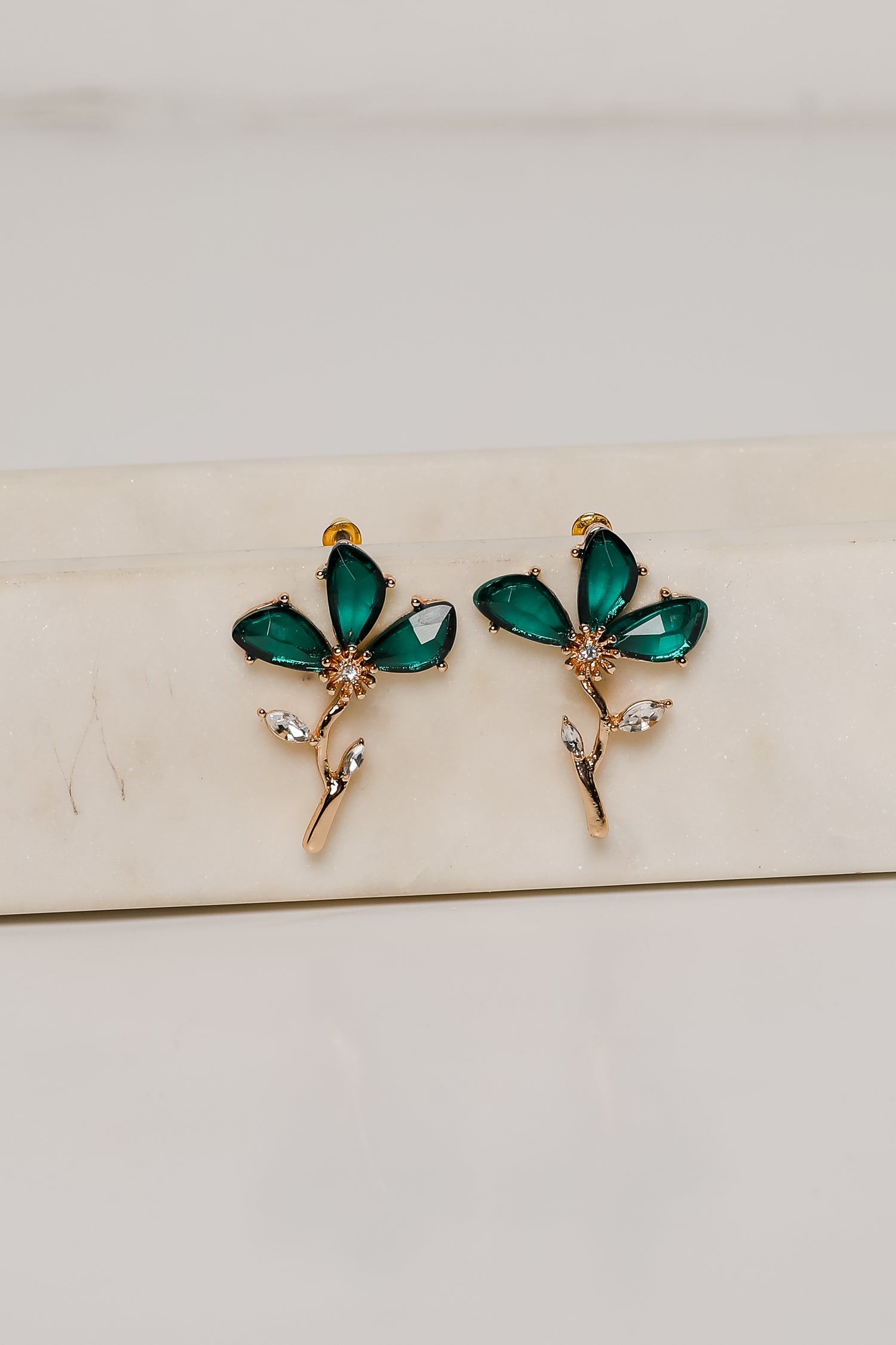 Carmen Green Gemstone Flower Earrings