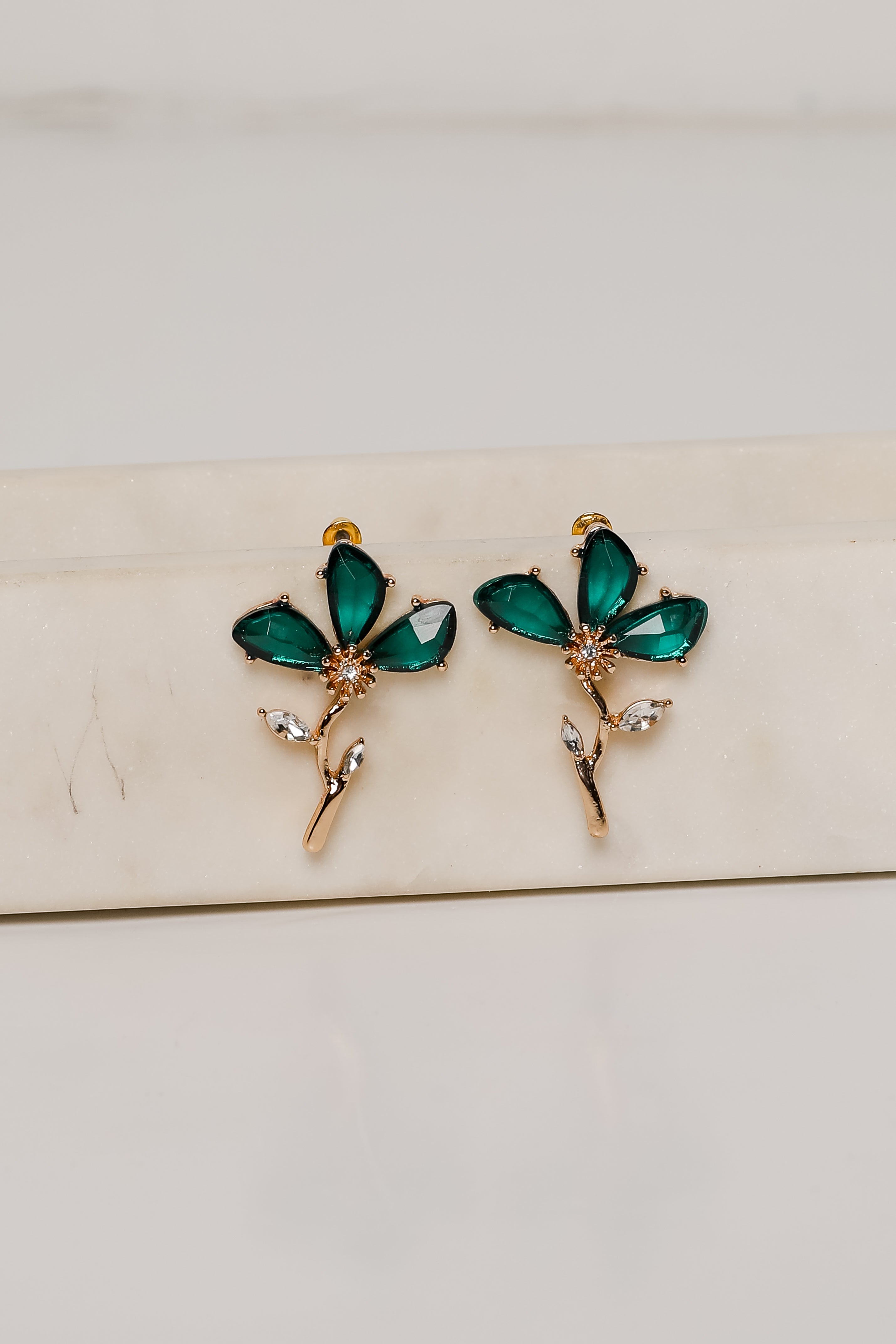 Carmen Green Gemstone Flower Earrings