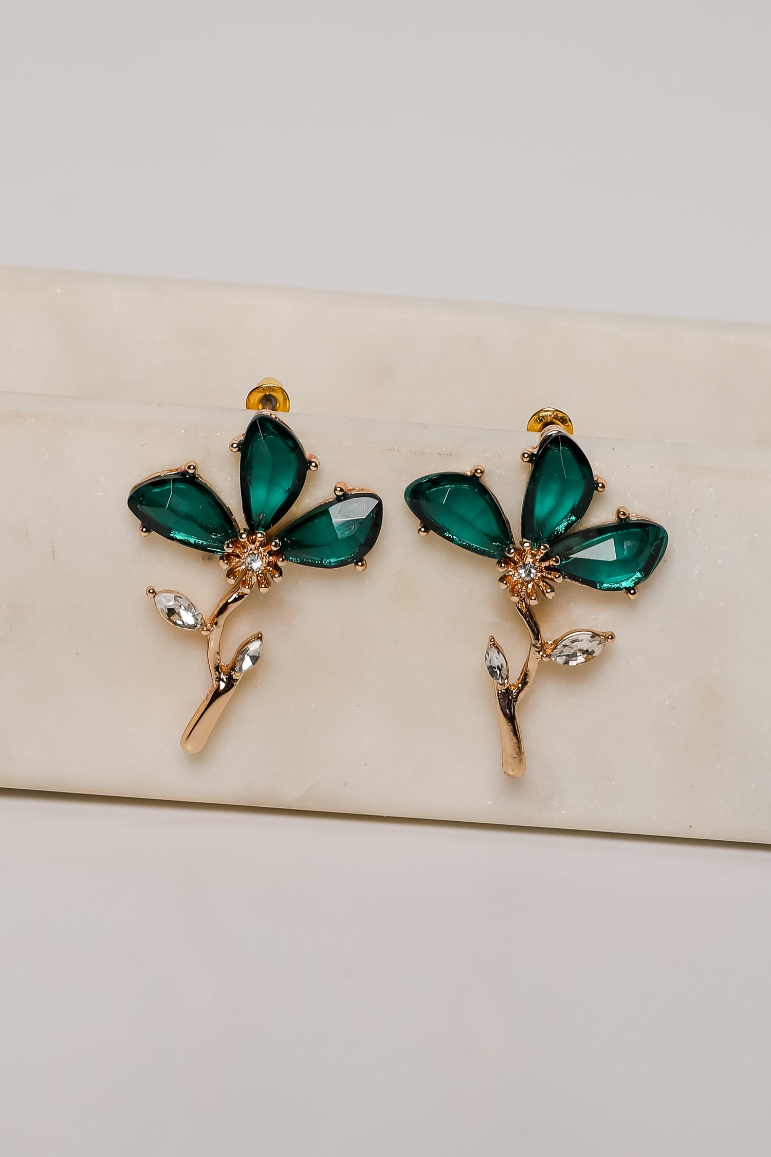 Carmen Green Gemstone Flower Earrings