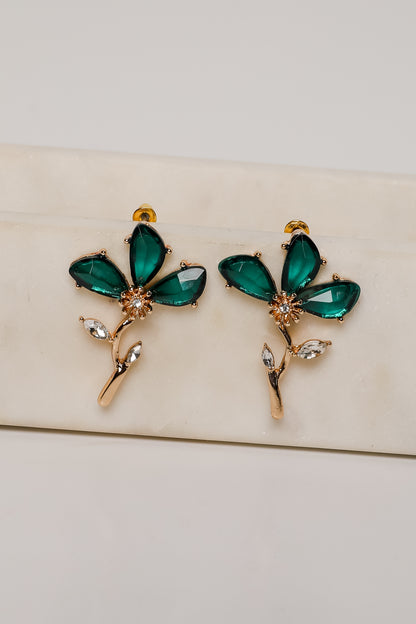 Carmen Green Gemstone Flower Earrings