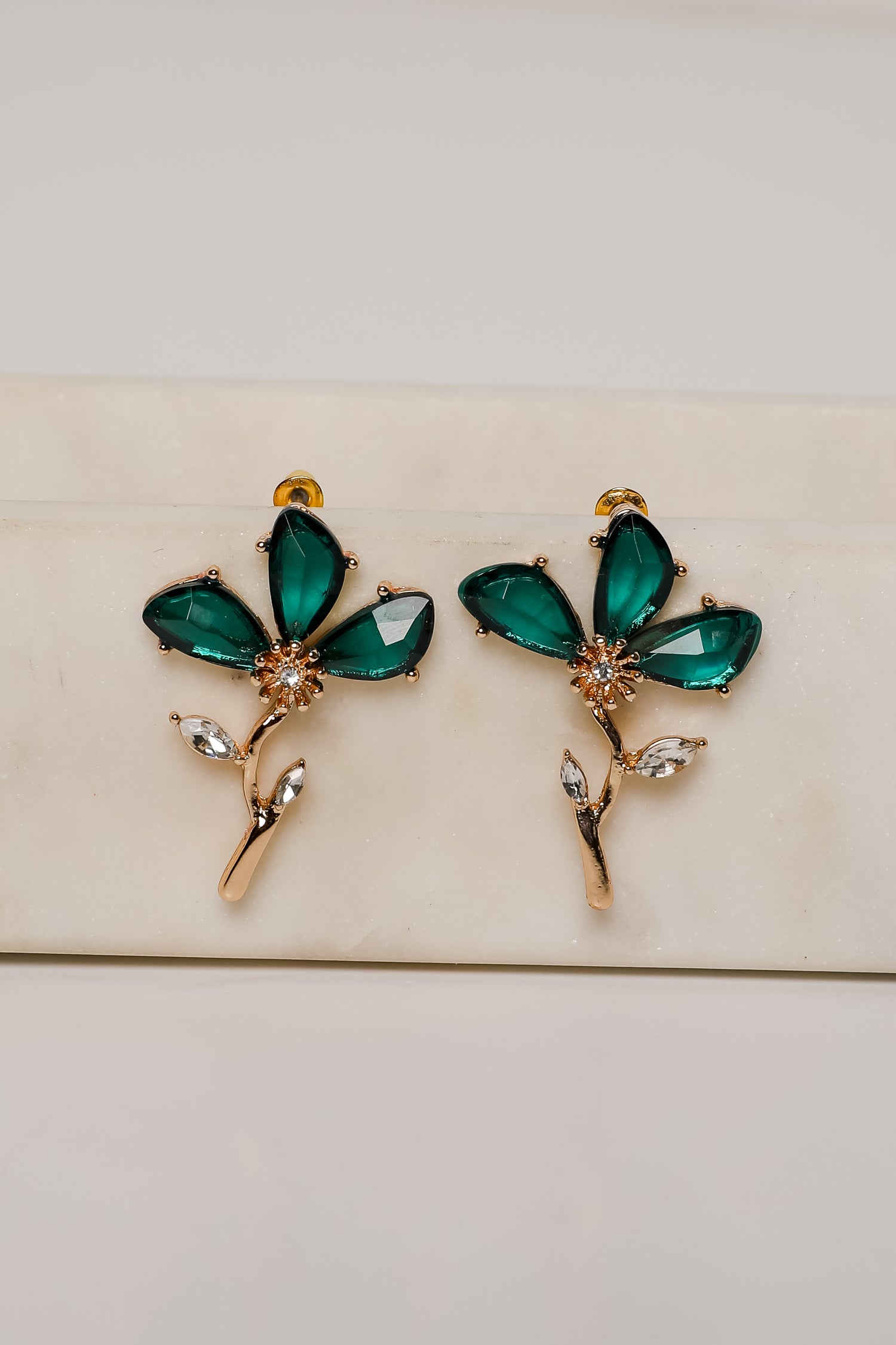 Carmen Green Gemstone Flower Earrings