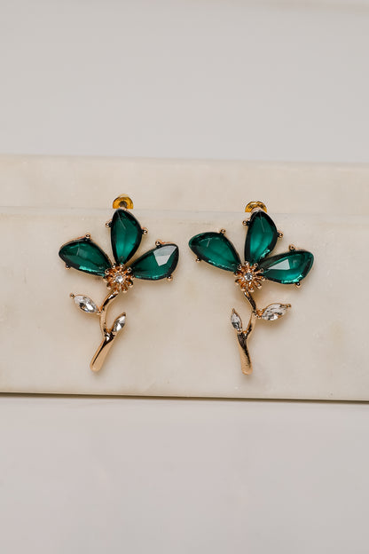 Carmen Green Gemstone Flower Earrings