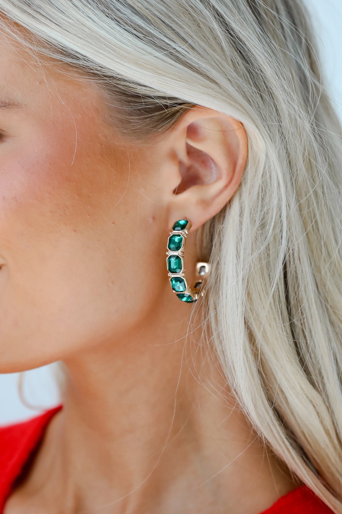 Marlee Green Gemstone Hoop Earrings