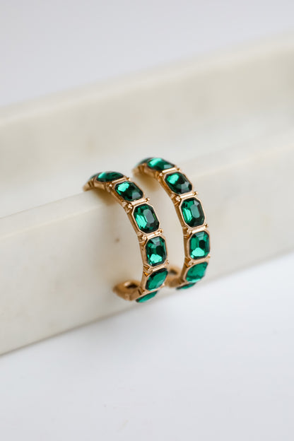 Marlee Green Gemstone Hoop Earrings