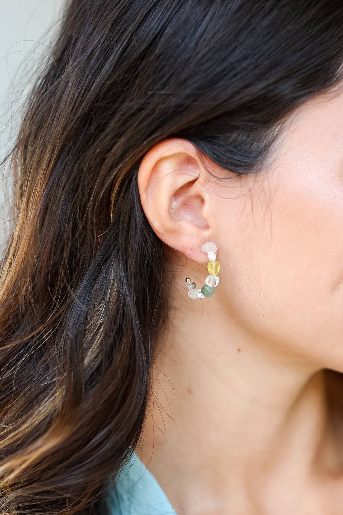 Beaded Hoop Earrings on model