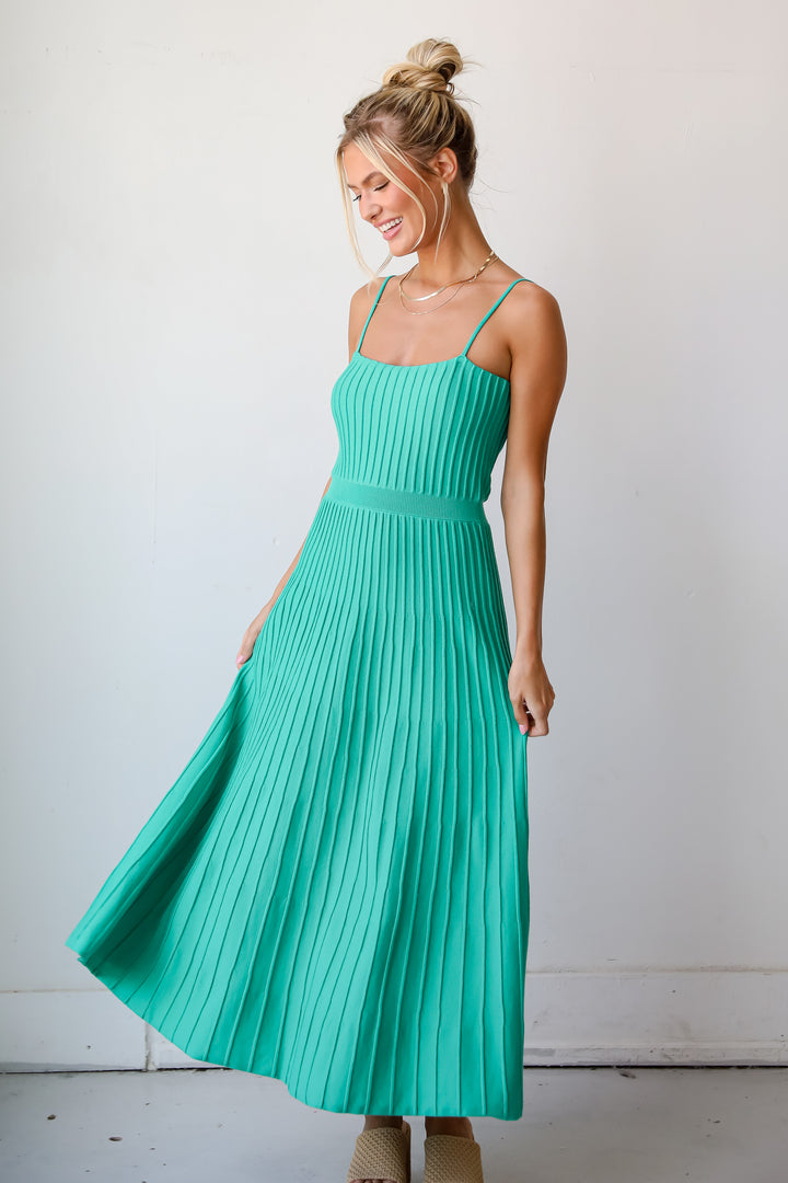 Lasting Sweetness Green Knit Maxi Dress