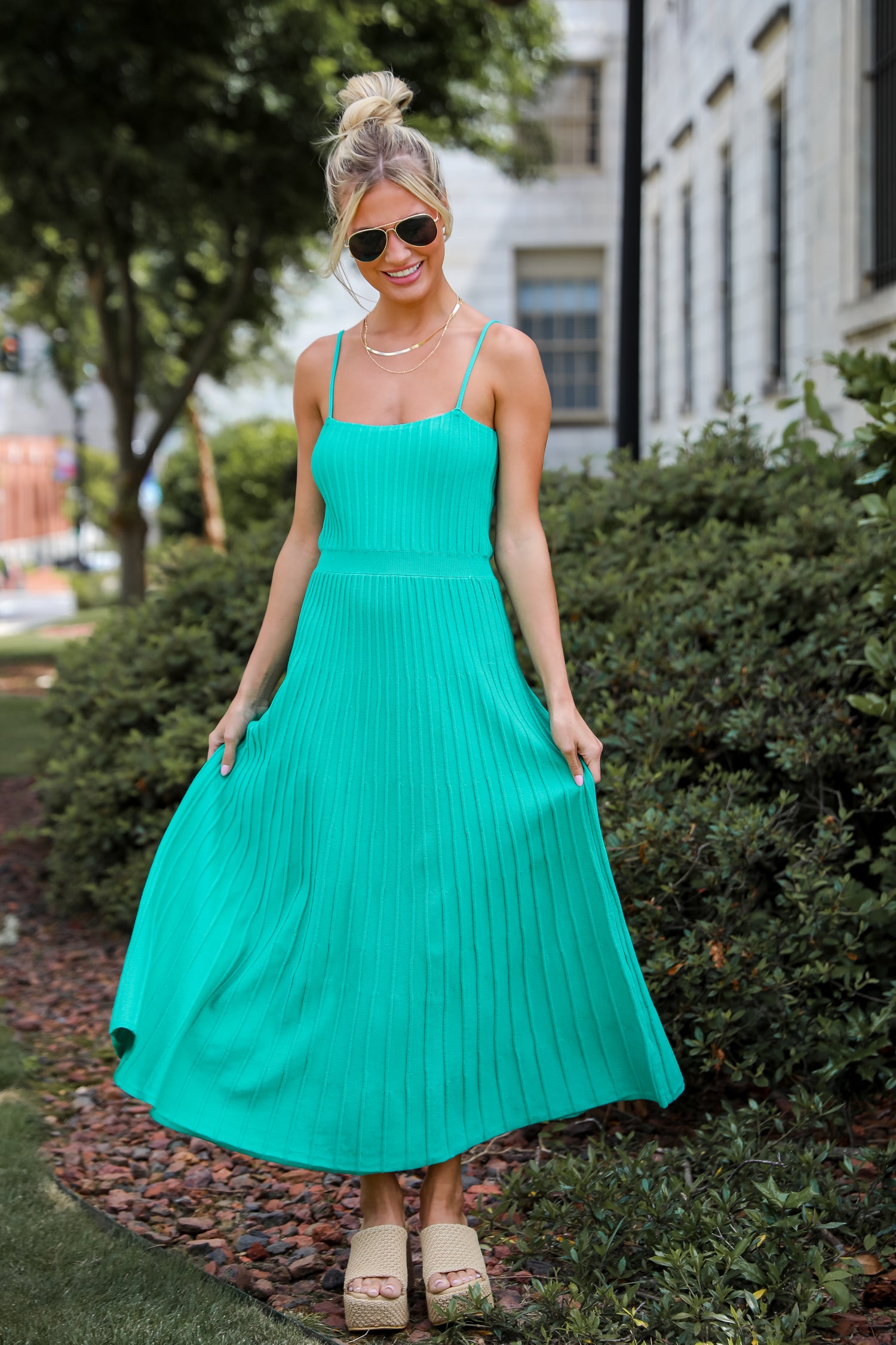 Lasting Sweetness Green Knit Maxi Dress