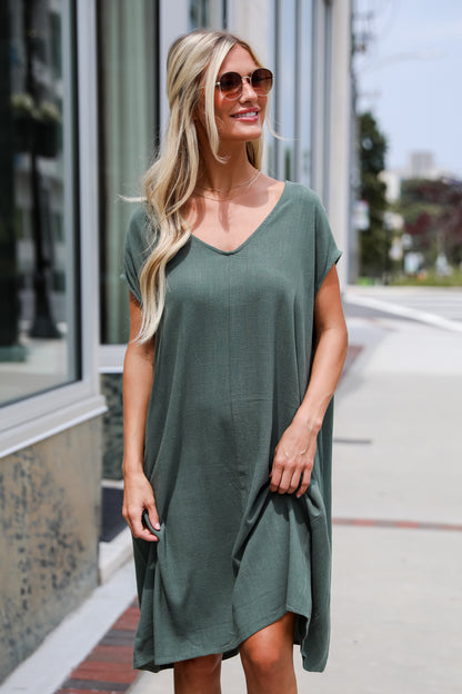 Perfect Vacation Teal Linen Midi Dress