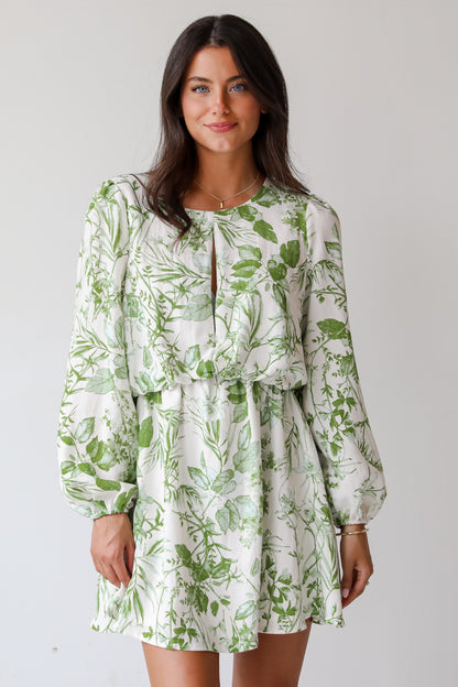 Mesmerizing Essence Green Floral Mini Dress