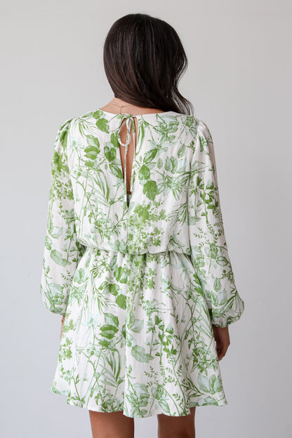 Mesmerizing Essence Green Floral Mini Dress