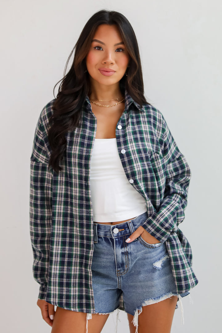 Trendsetting Aspect Hunter Green Plaid Flannel