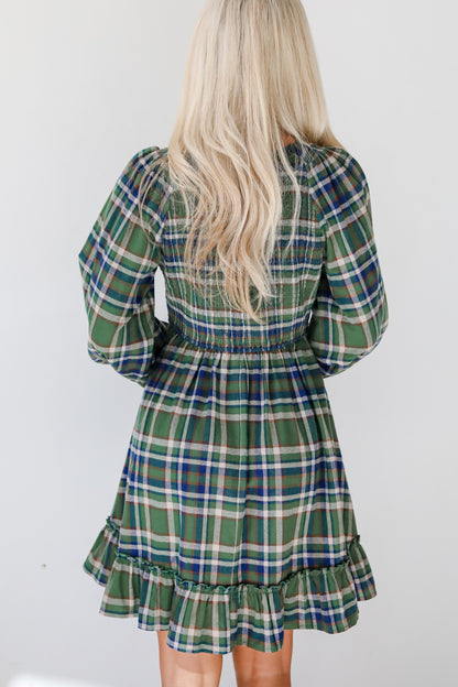 Ideal Attraction Green Plaid Mini Dress