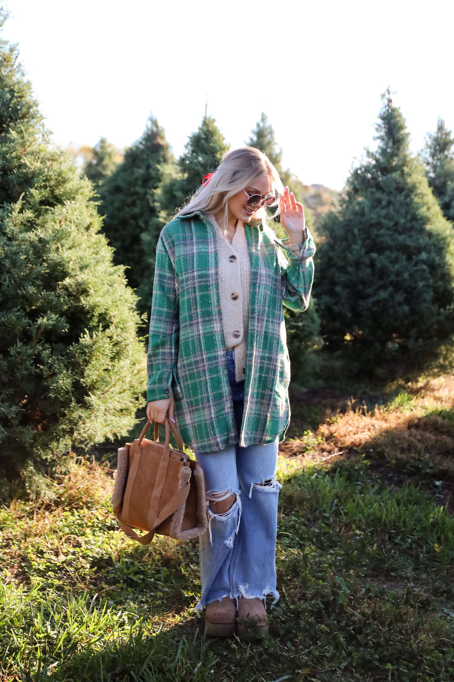 Cuddle Club Green Plaid Shacket