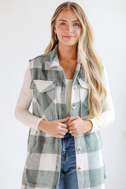 Sophisticatedly Cozy Plaid Longline Vest