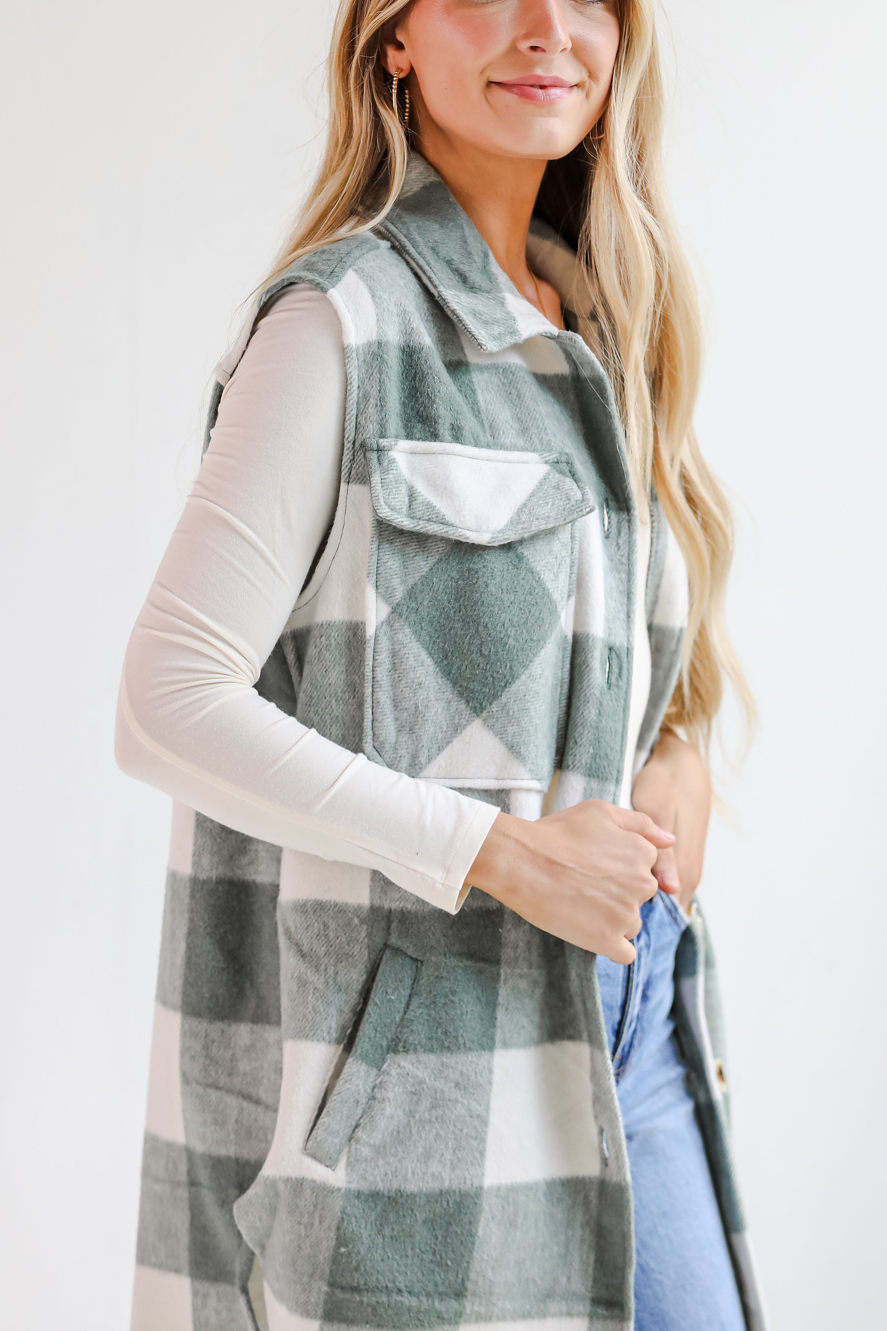 Sophisticatedly Cozy Plaid Longline Vest