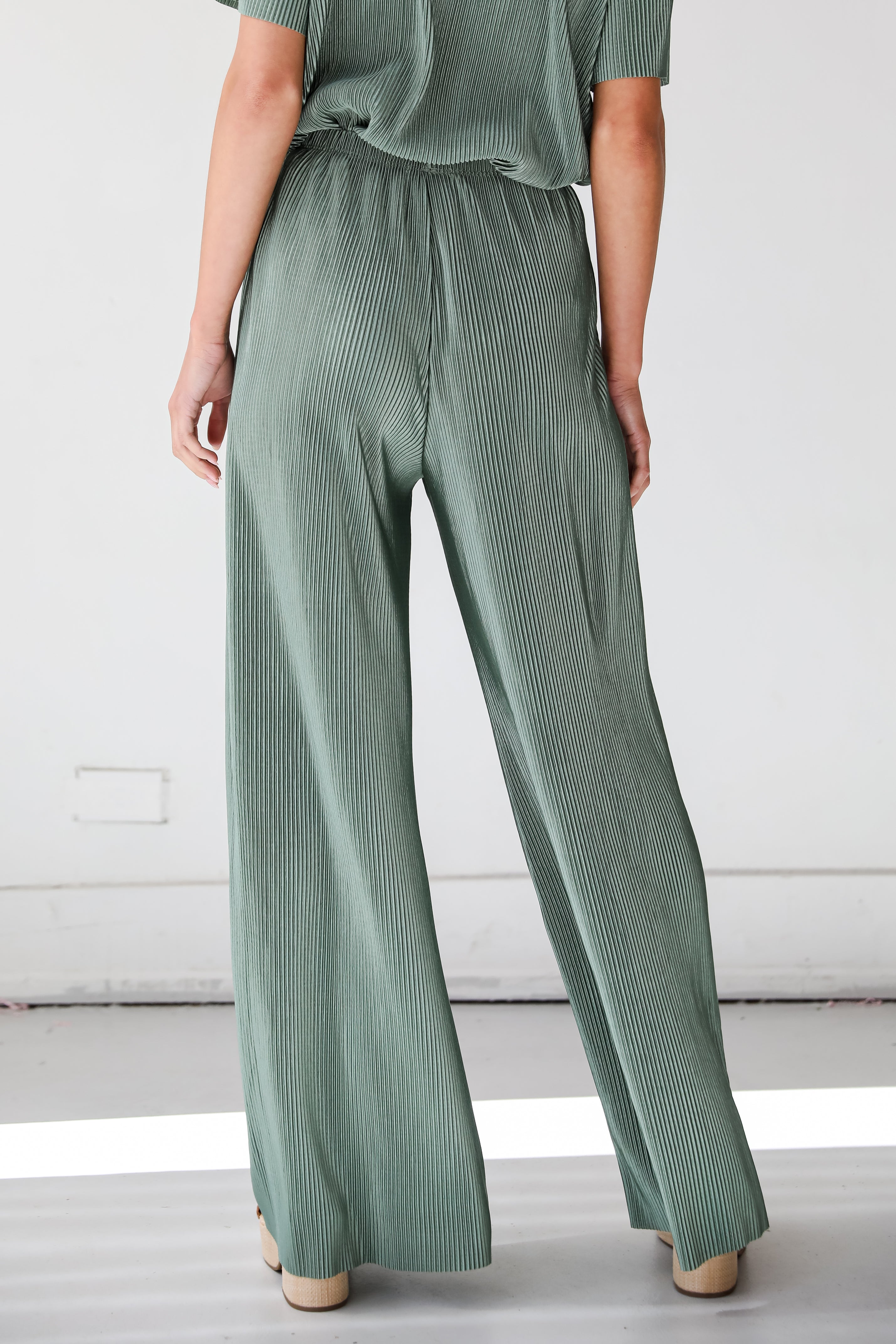 trendy Sage Plisse Pants