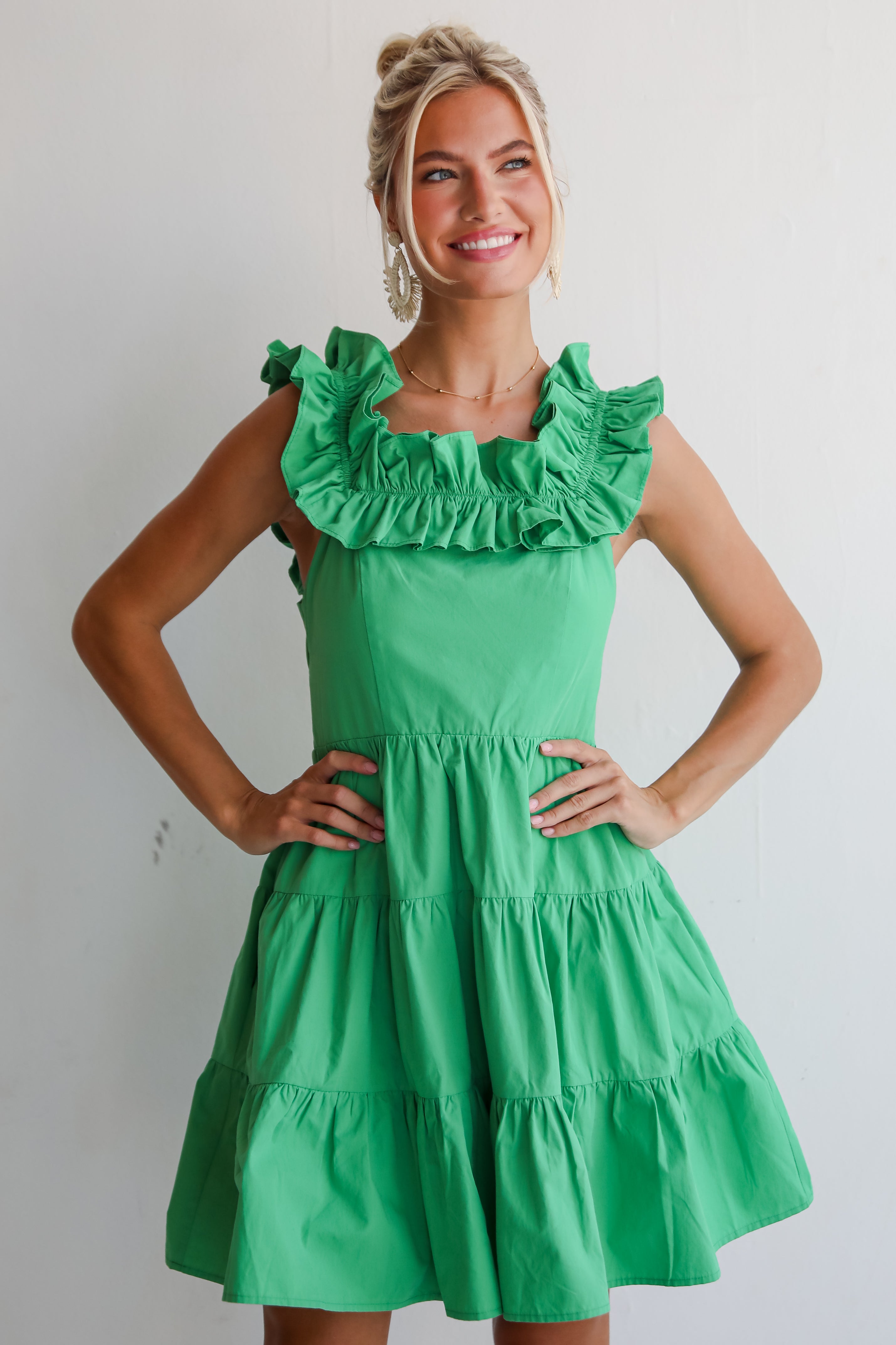 Sweet Existence Green Tiered Ruffle Mini Dress