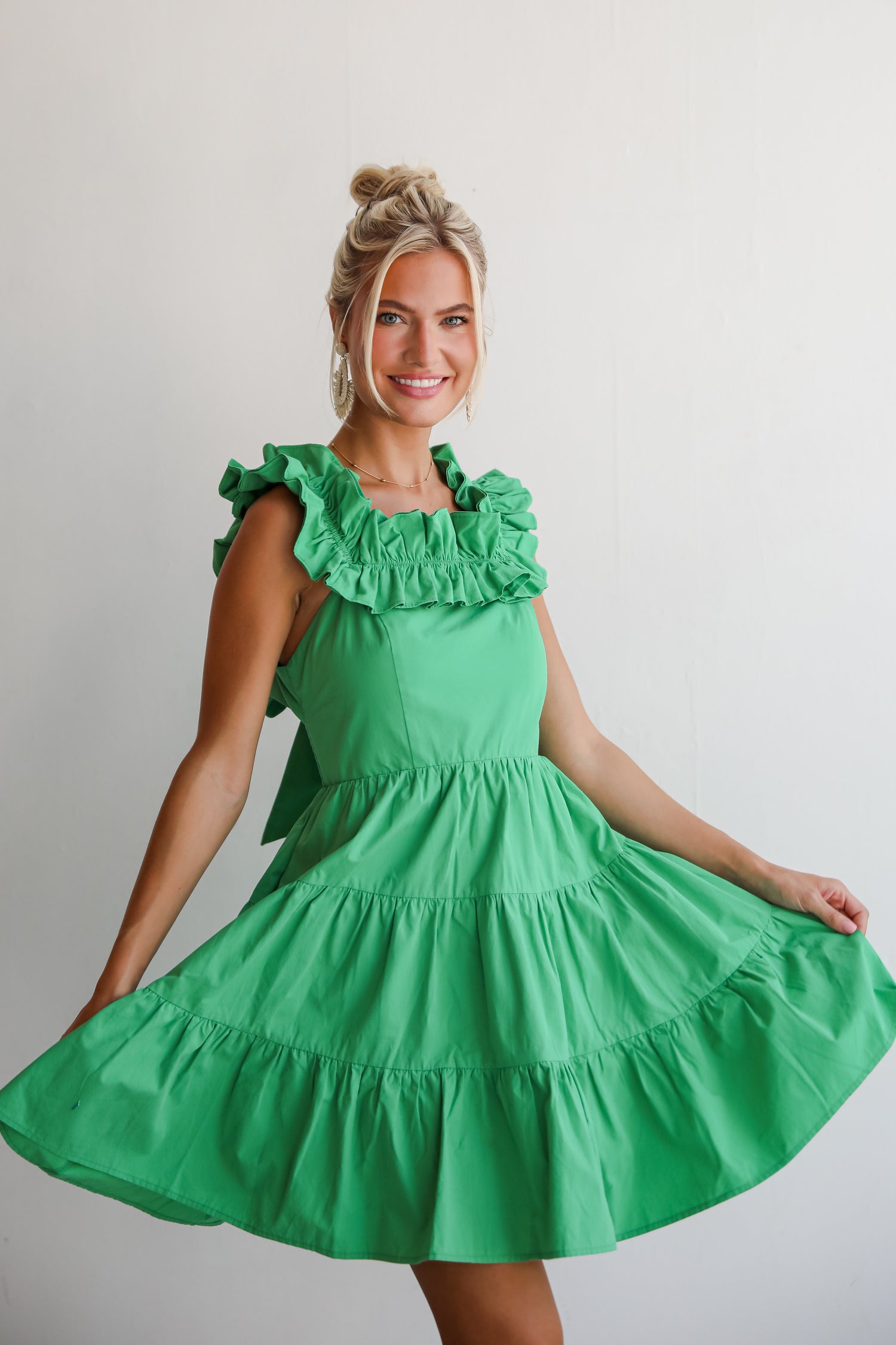 Sweet Existence Green Tiered Ruffle Mini Dress