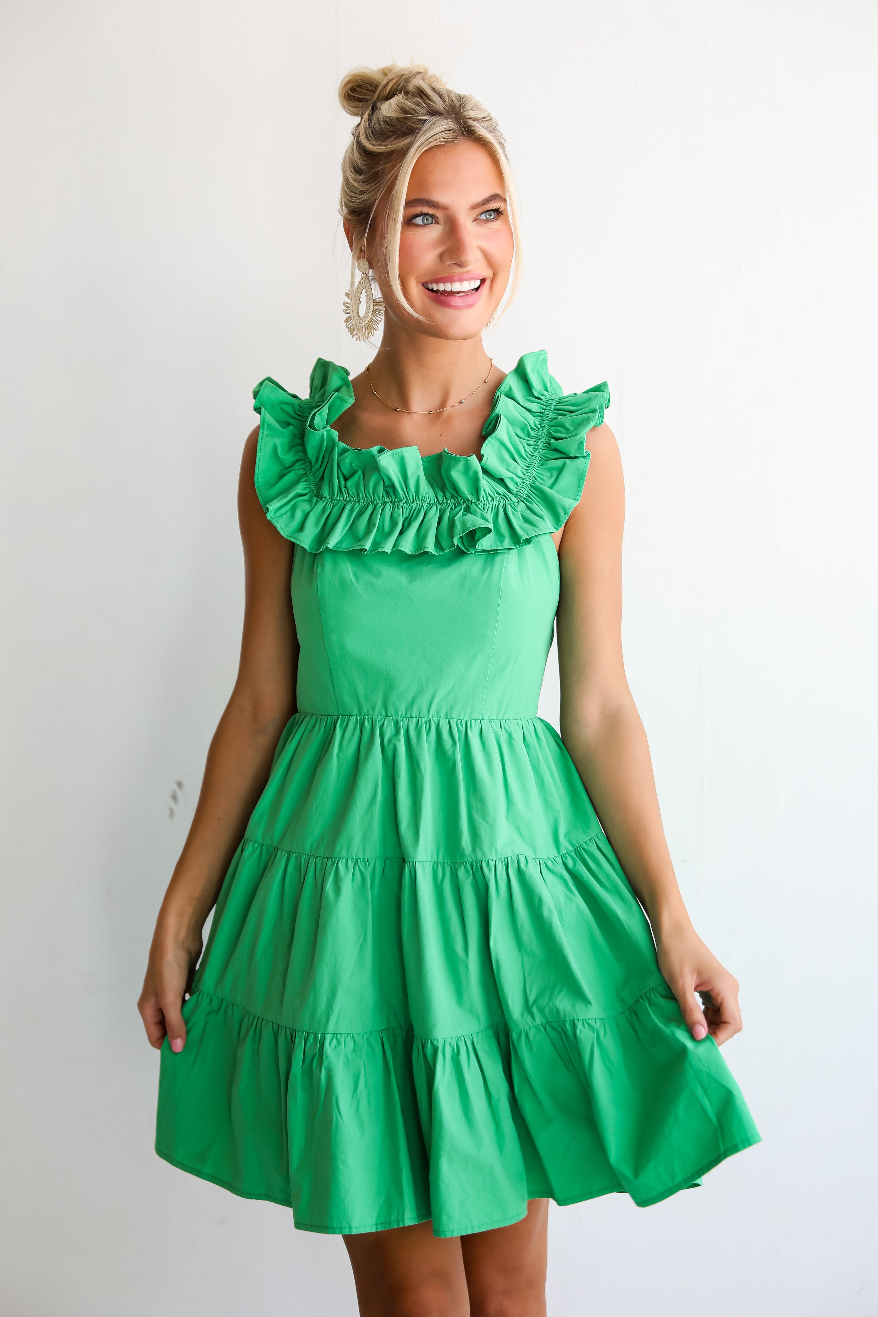 Sweet Existence Green Tiered Ruffle Mini Dress