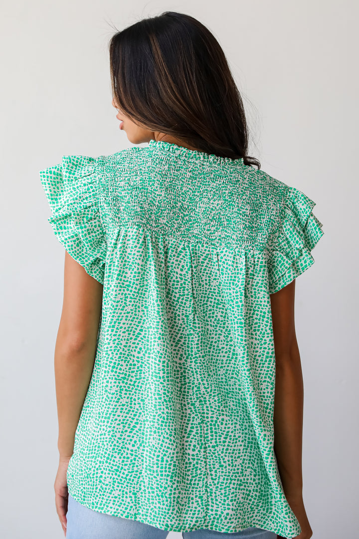 Feeling Girly Kelly Green Spotted Blouse