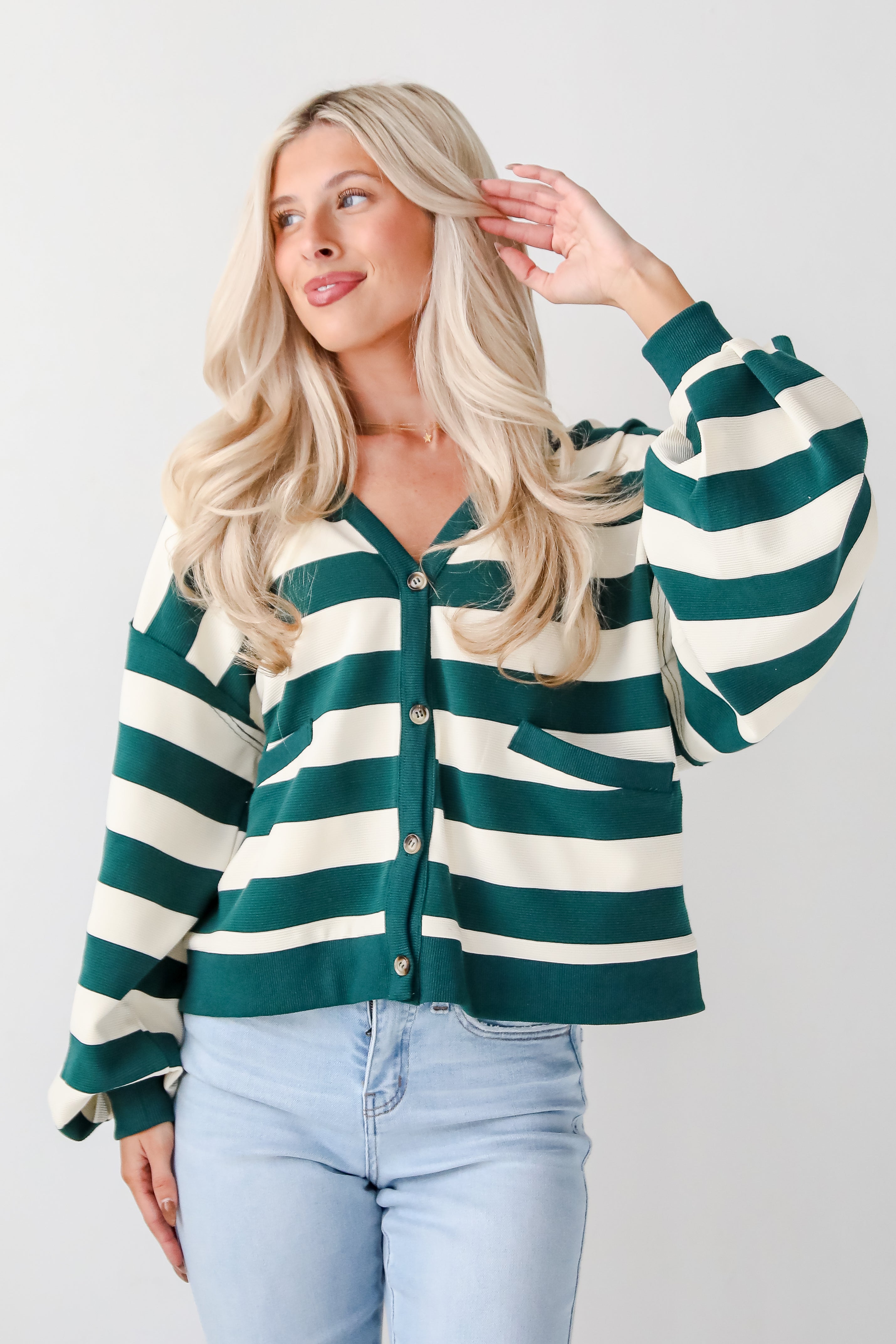 Undeniable Crush Green Striped Knit Top