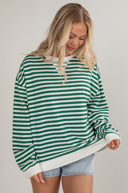 green striped pullover
