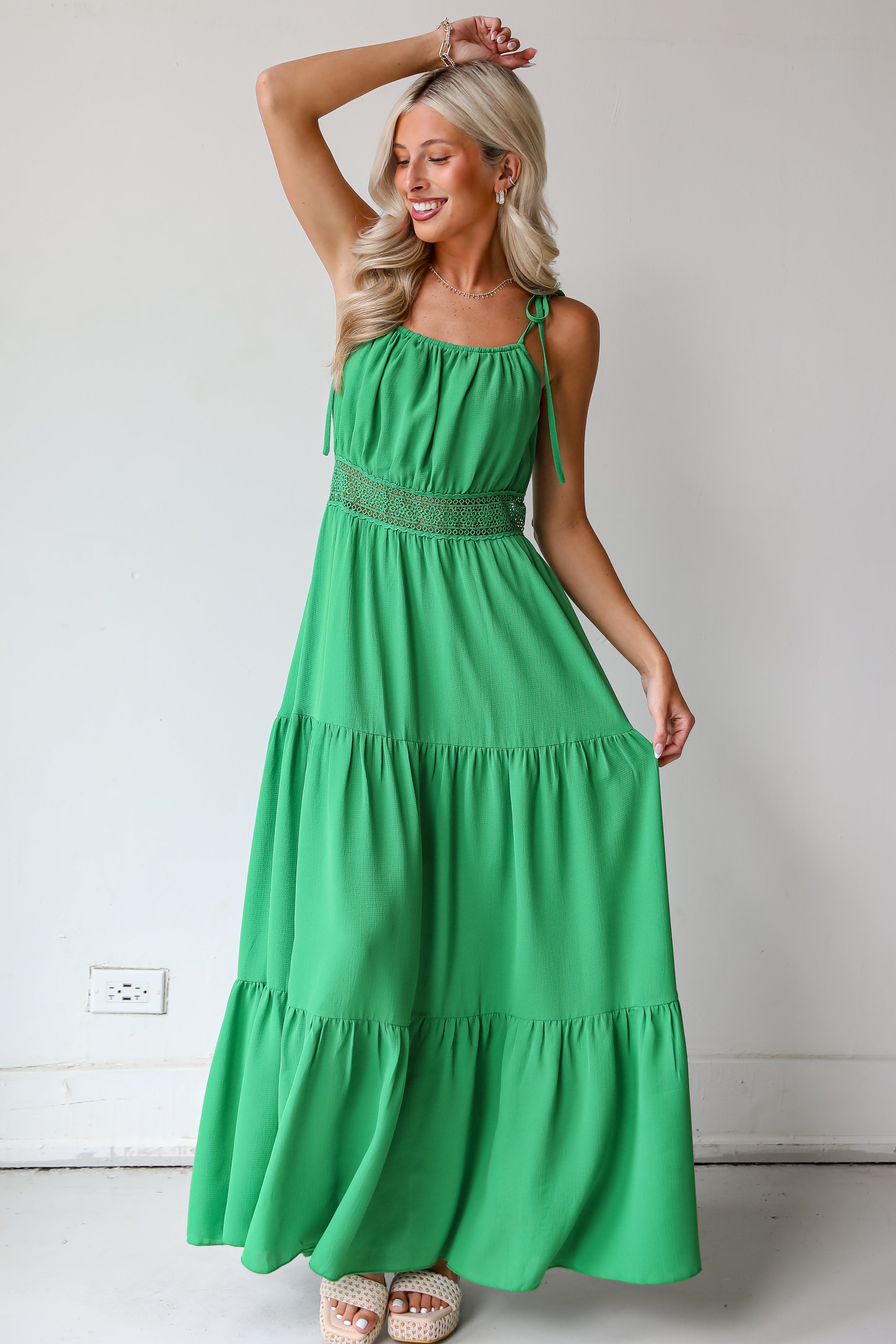 Green Tiered Maxi Dress