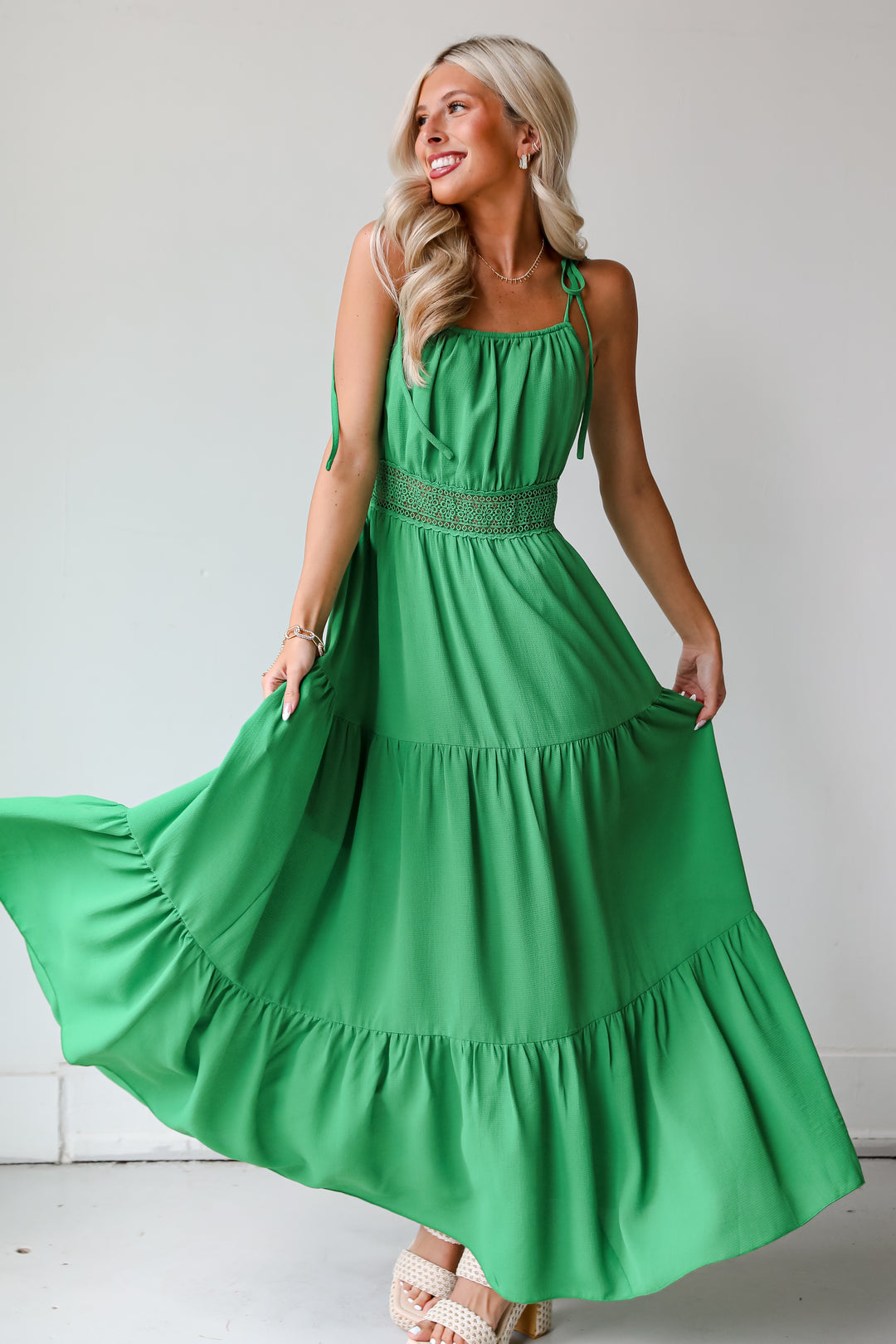 Green Tiered Maxi Dress