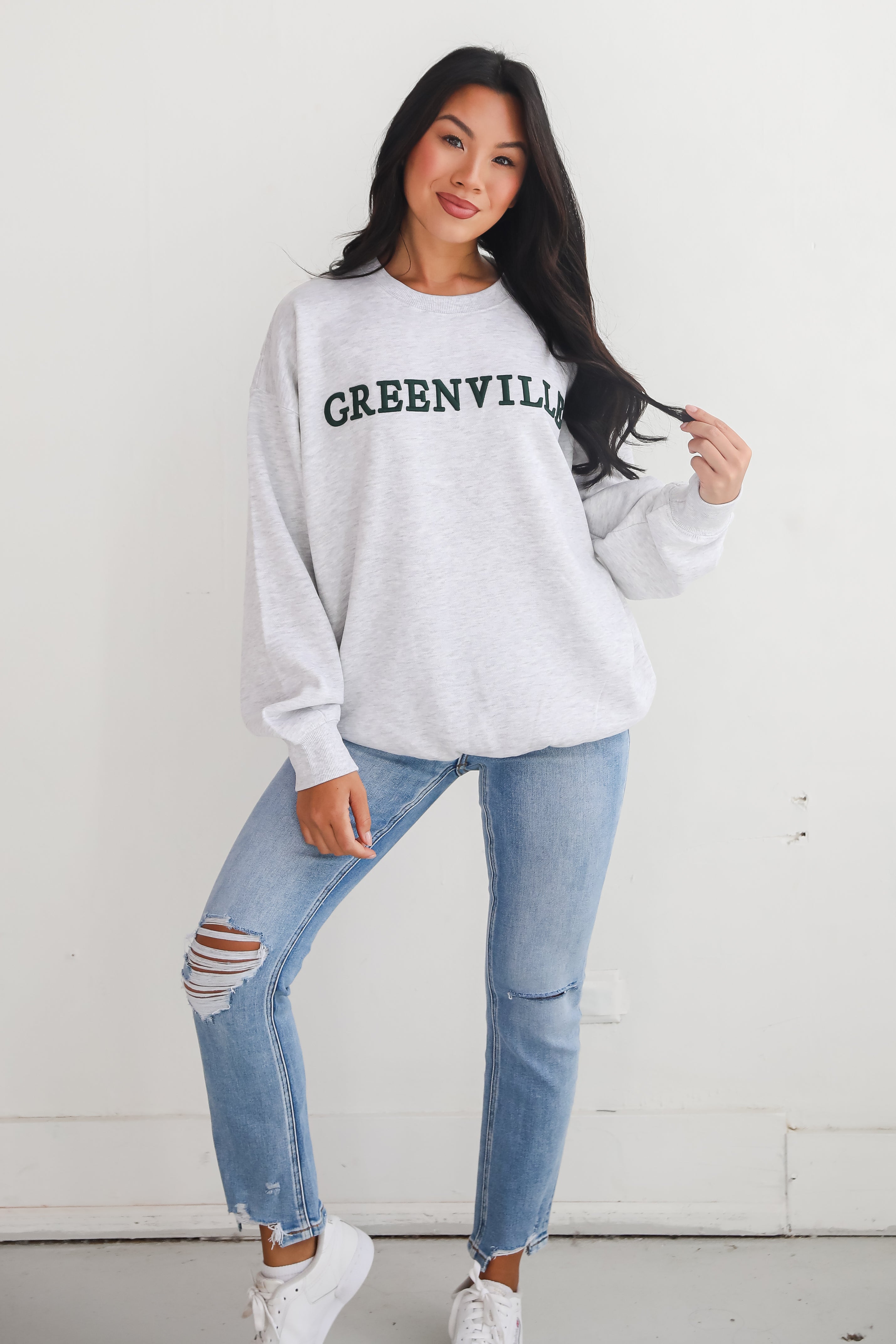 Heather Grey Greenville Embroidered Sweatshirt