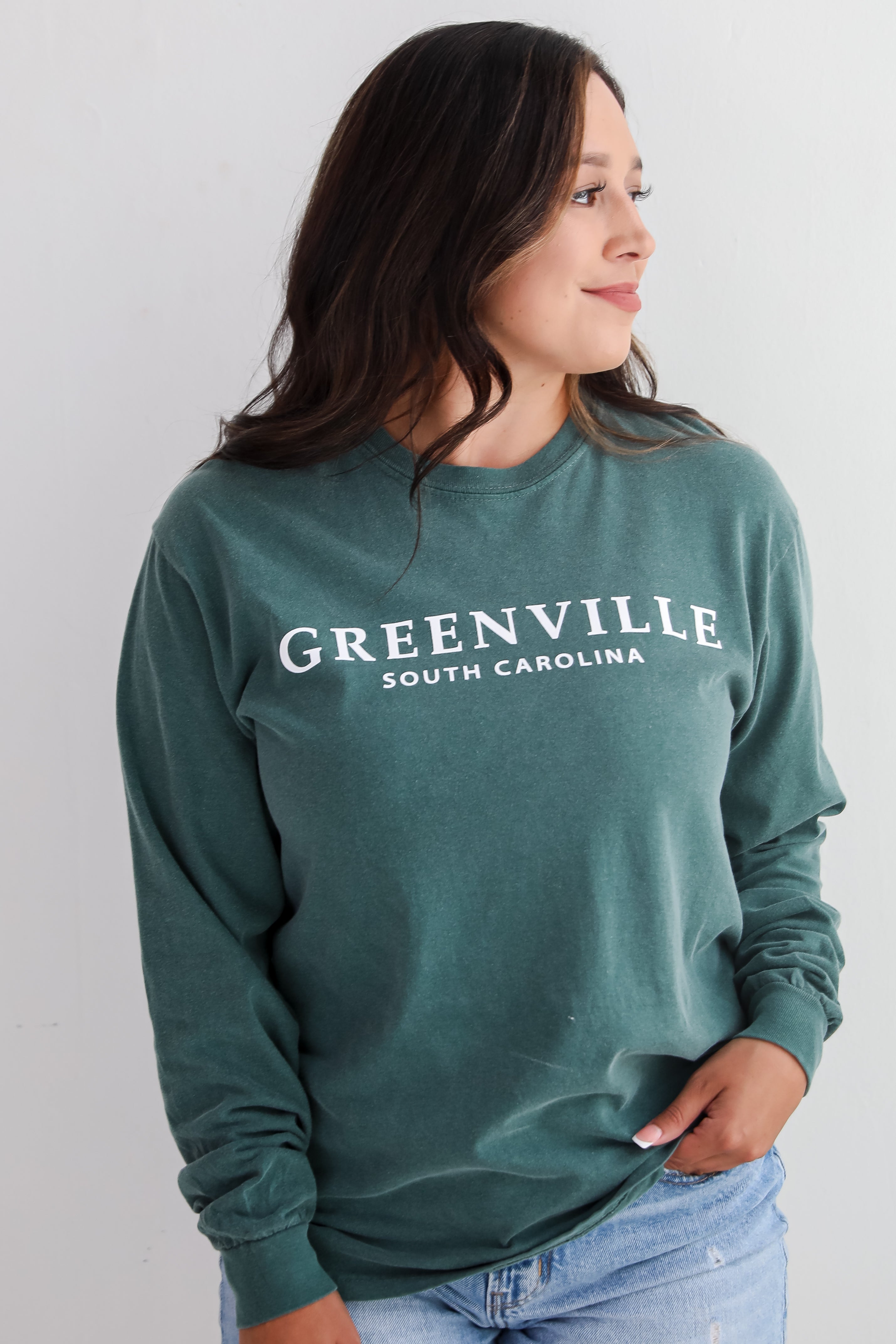 Dark Green Greenville South Carolina Long Sleeve Tee