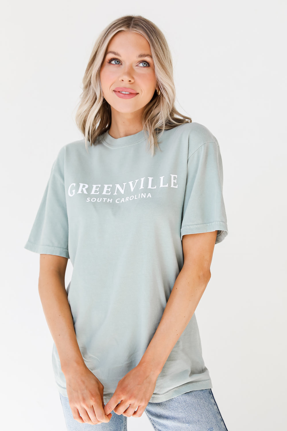 Sage Greenville South Carolina Tee on model