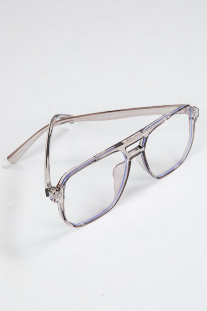 Clear eyeglasses on a white background