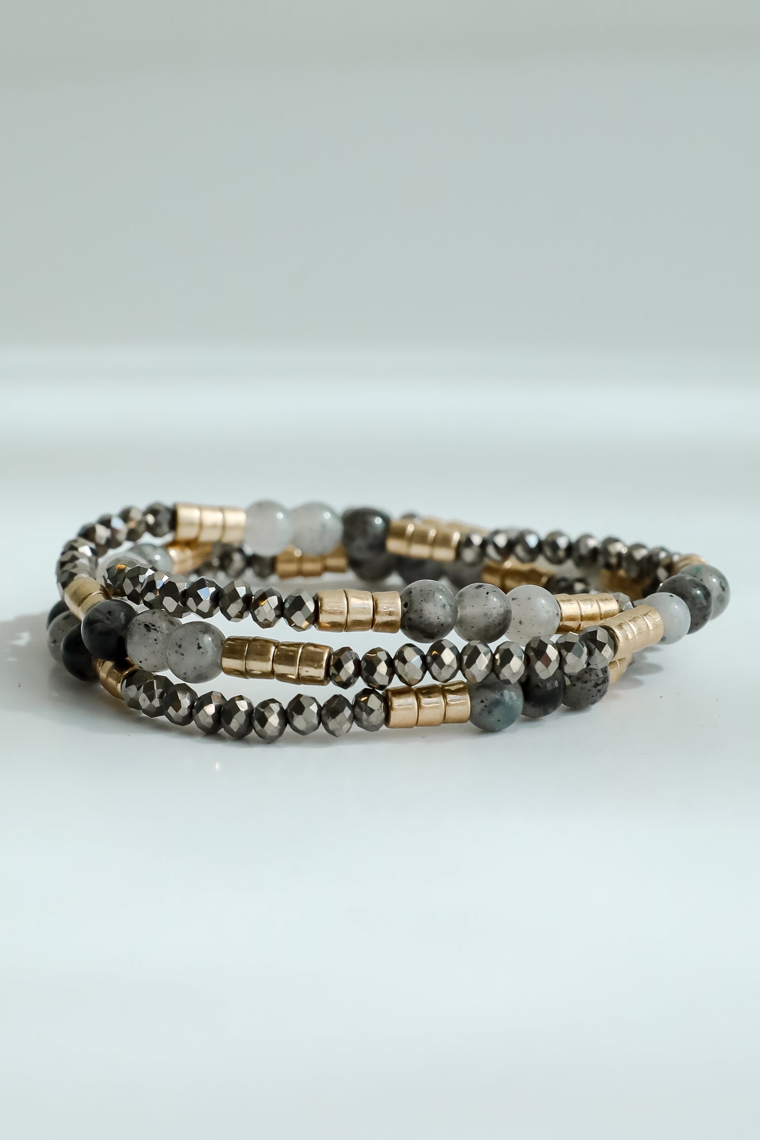 Andrea Grey Beaded Bracelet Set