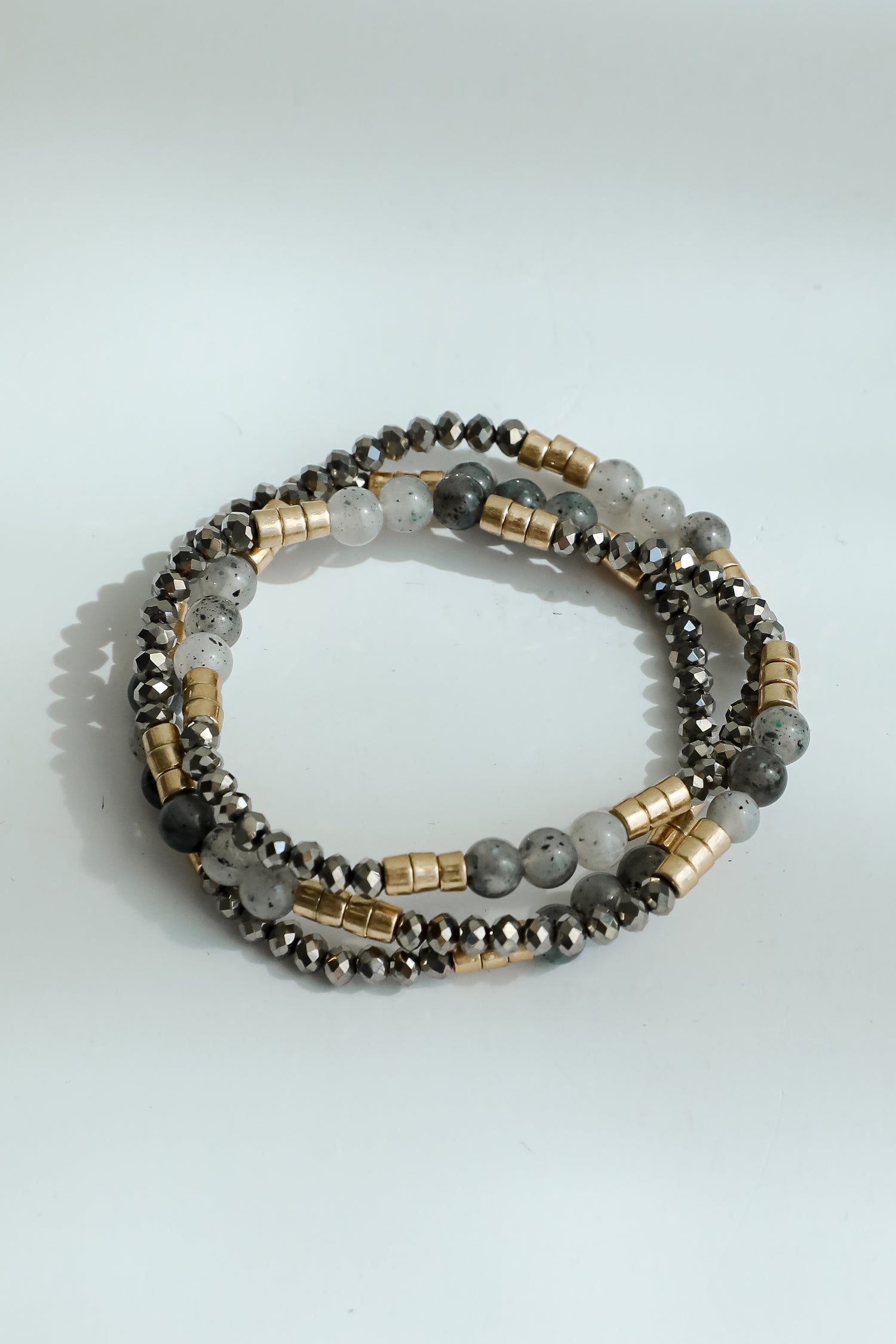 Andrea Grey Beaded Bracelet Set