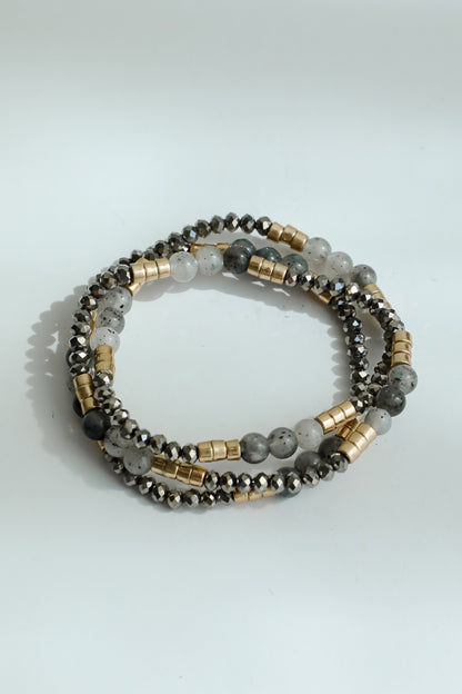 Andrea Grey Beaded Bracelet Set